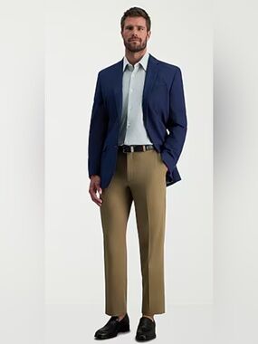 Haggar Premium Iron Free Khaki Slim Straight Fit Flat Front Pockets 32X29 👍